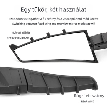 JS ABS rögzített szárnyas hátsó tükör LED-es fénnyel, műanyag és üveg kialakítással, kompatibilis Spring Breeze 250SR/450SR és Tournament 250/600 modellekkel