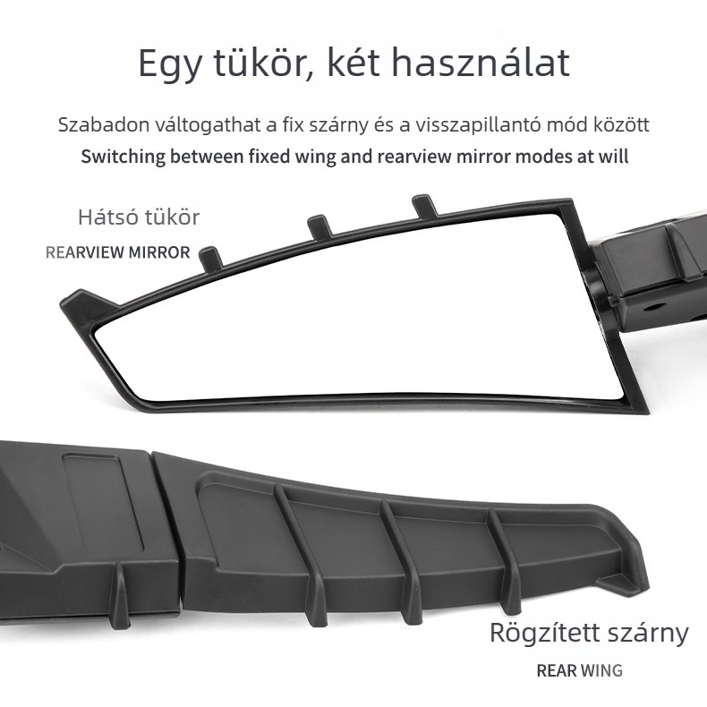 JS ABS rögzített szárnyas hátsó tükör LED-es fénnyel, műanyag és üveg kialakítással, kompatibilis Spring Breeze 250SR/450SR és Tournament 250/600 modellekkel