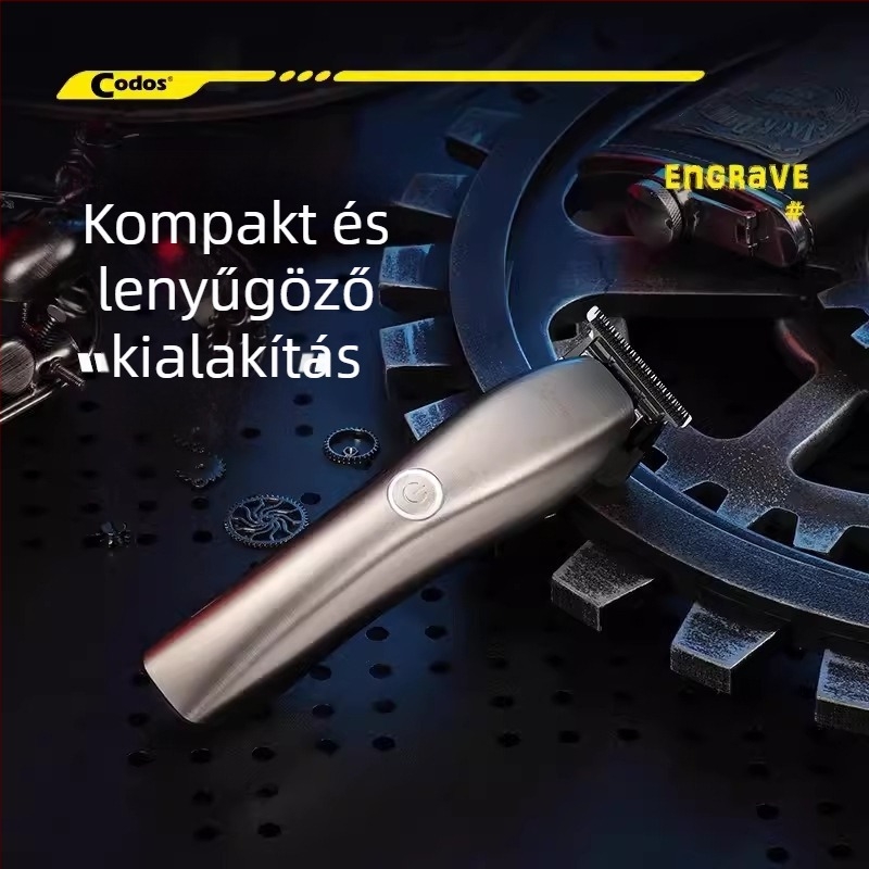 Újrat tölthető professzionális hajvágó kefemotorral, leválasztható és mosható vágófej, beépített 1200–2000 mAh akkumulátor, 3–6 órás üzemidő, alacsony zaj