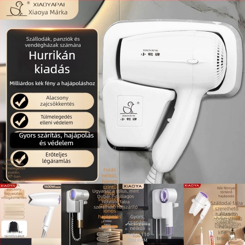 Fali hajszárító – 1000W, 220V, hideg/meleg levegő, túlmelegedés elleni védelem