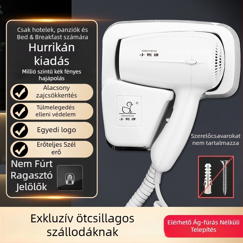 Fali hajszárító – 1000W, 220V, hideg/meleg levegő, túlmelegedés elleni védelem