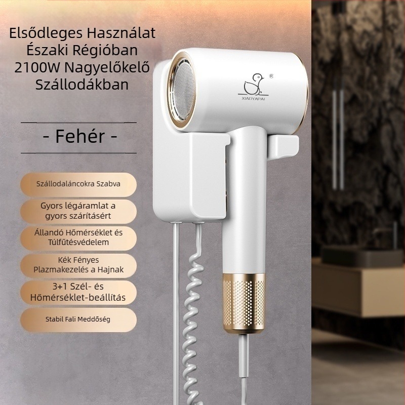 Fali hajszárító – 1000W, 220V, hideg/meleg levegő, túlmelegedés elleni védelem