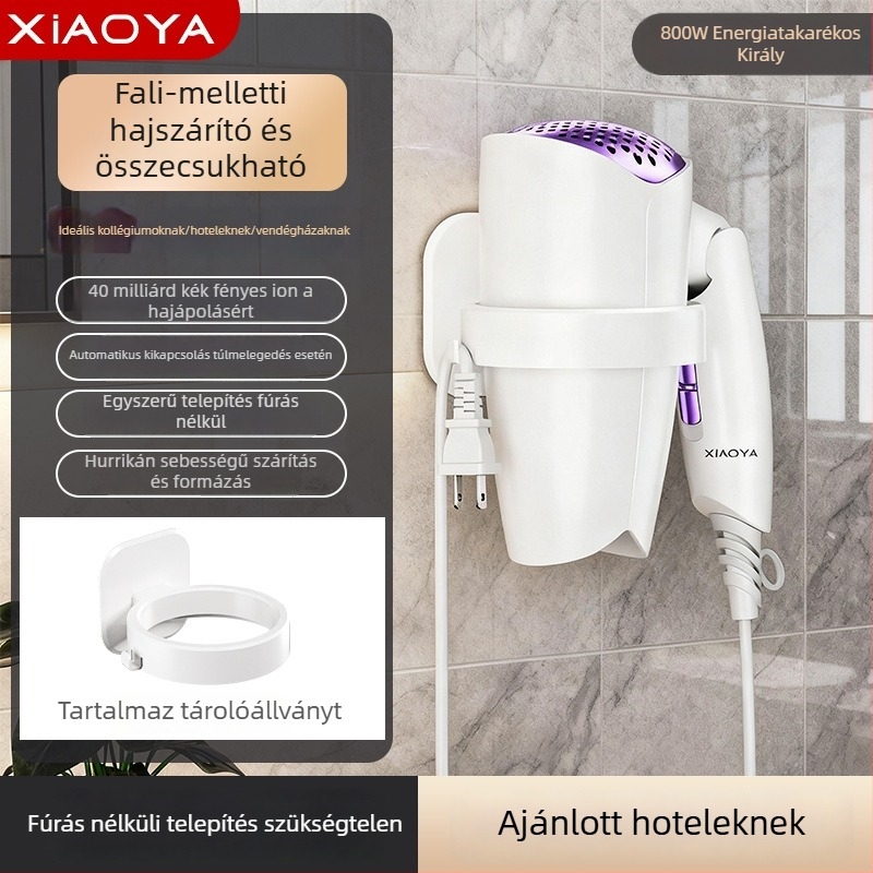 Fali hajszárító – 1000W, 220V, hideg/meleg levegő, túlmelegedés elleni védelem