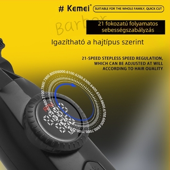 Elektromos hajvágó készlet – újratölthető, beépített akkumulátor 1200–2000 mAh, kefés motor, rozsdamentes acél pengék, levehető és mosható vágófej