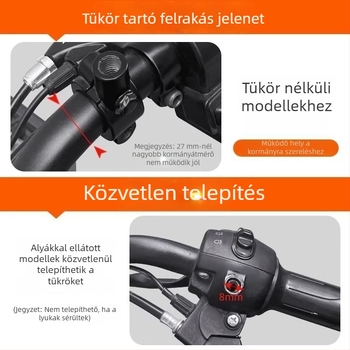 Elektromos kerékpárhoz/robogóhoz hátsó visszapillantó tükör, univerzális modell, HD élesség, rezgésszűrés, széles látómező, 8 mm menet