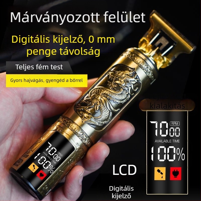 Kefés motorral szerelt elektromos hajvágó, rozsdamentes acél pengékkel, levehető és mosható pengefej, beépített 1200–2000 mAh akkumulátor, üzemidő 1–3 óra