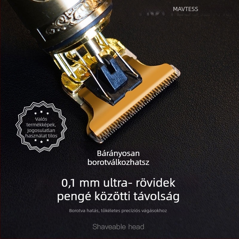 Kefés motorral szerelt elektromos hajvágó, rozsdamentes acél pengékkel, levehető és mosható pengefej, beépített 1200–2000 mAh akkumulátor, üzemidő 1–3 óra