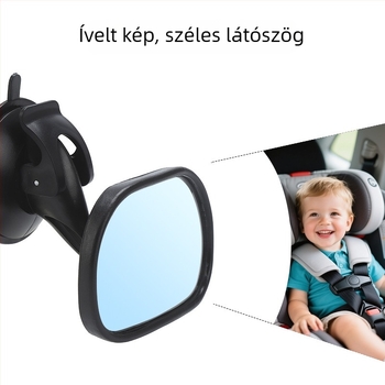 Belső autó tükör babák megfigyelésére, gömb alakú tükör, modell Dm-077, szívócsés rögzítés, üveg tükör PE-házzal