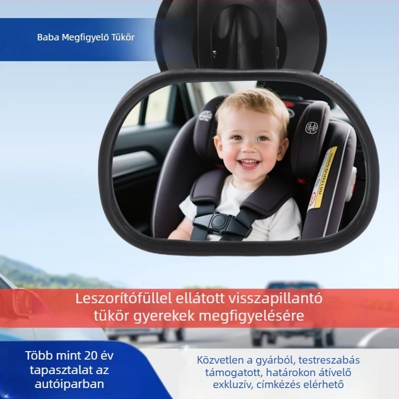 Belső autó tükör babák megfigyelésére, gömb alakú tükör, modell Dm-077, szívócsés rögzítés, üveg tükör PE-házzal