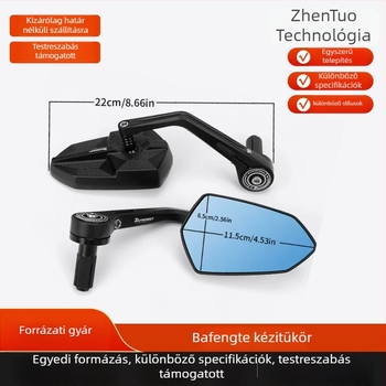 Forgatható hátsó tükör motorkerékpárok és elektromos járművekhez – négyzet alakú tükör, burkolat alumíniumötvözet és műanyag, kormányhoz szerelhető