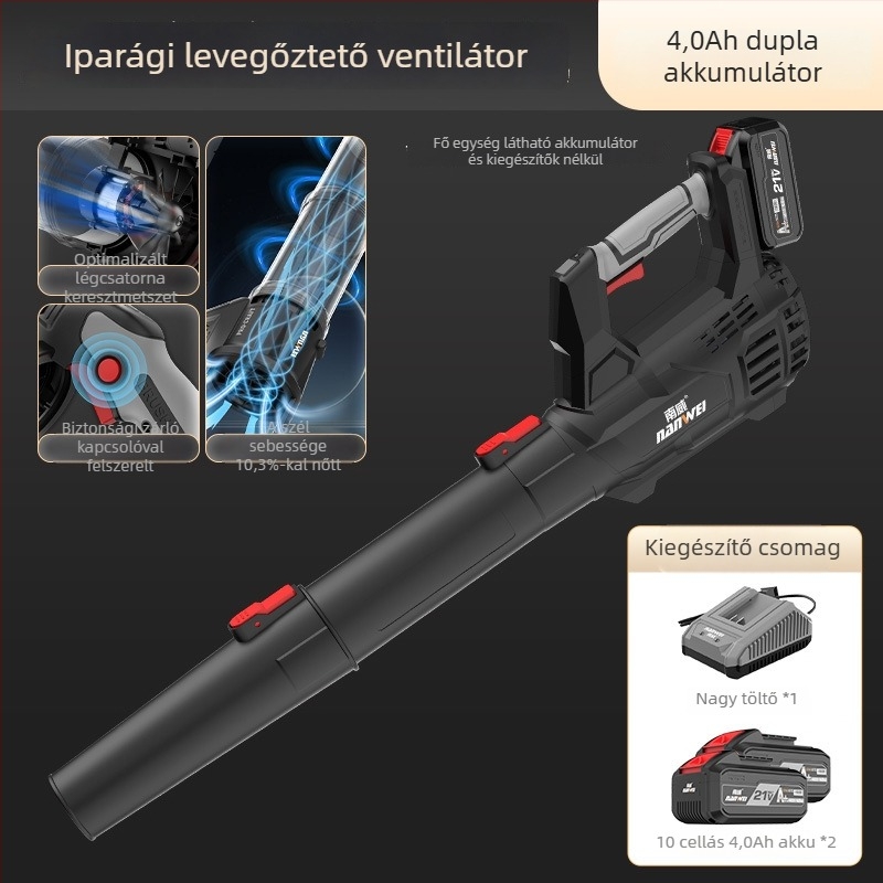 Nanwei lítium-akkumulátoros légfúvó, ipari osztályú, nagy teljesítményű, 3C tanúsítvány, AC/DC ≤50V kompatibilis porhoz, levelekhez és hóhoz