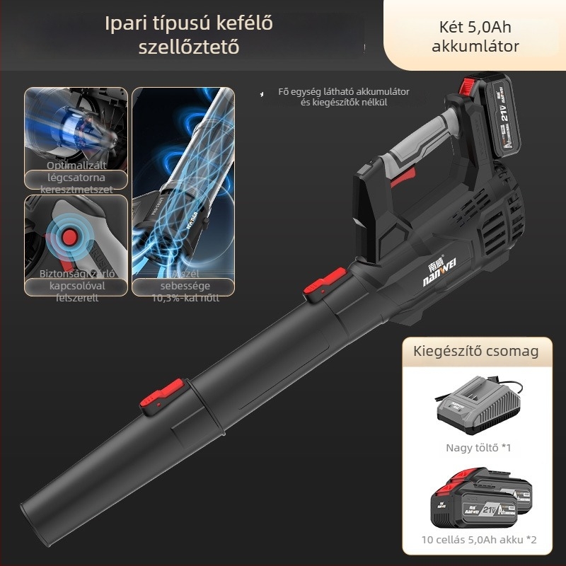 Nanwei lítium-akkumulátoros légfúvó, ipari osztályú, nagy teljesítményű, 3C tanúsítvány, AC/DC ≤50V kompatibilis porhoz, levelekhez és hóhoz