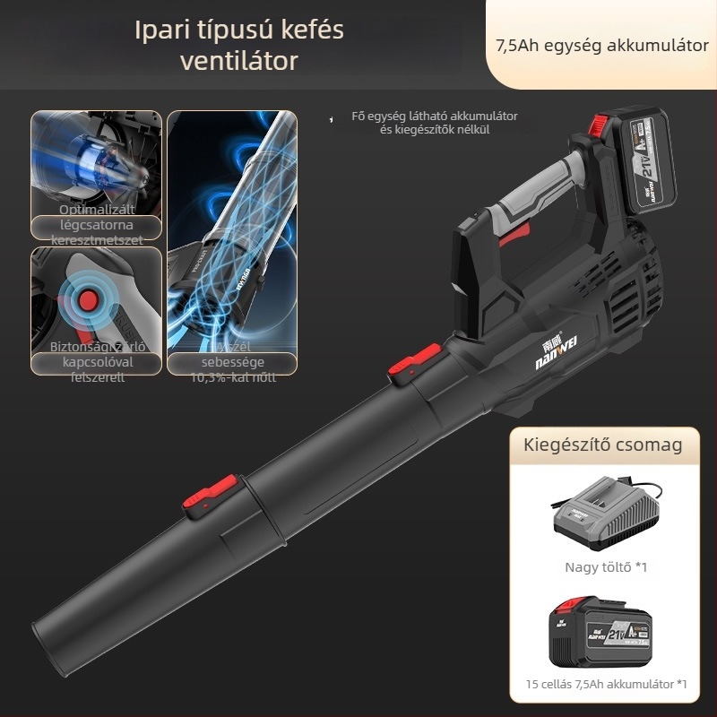 Nanwei lítium-akkumulátoros légfúvó, ipari osztályú, nagy teljesítményű, 3C tanúsítvány, AC/DC ≤50V kompatibilis porhoz, levelekhez és hóhoz