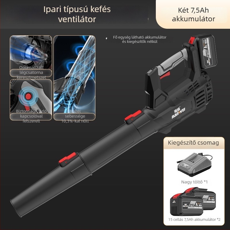 Nanwei lítium-akkumulátoros légfúvó, ipari osztályú, nagy teljesítményű, 3C tanúsítvány, AC/DC ≤50V kompatibilis porhoz, levelekhez és hóhoz