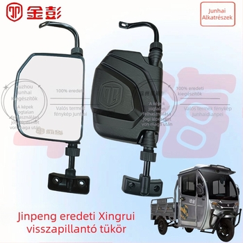 Elektromos tricikli hátsó tükör, félkupolás kialakítás, háromszemű reflexor, hosszú rögzítőcső