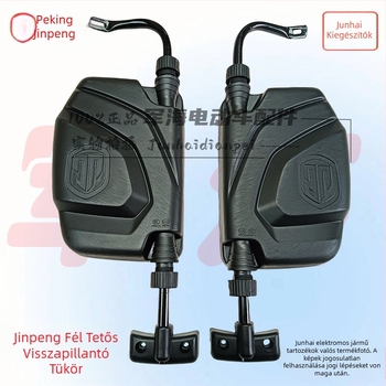 Elektromos tricikli hátsó tükör, félkupolás kialakítás, háromszemű reflexor, hosszú rögzítőcső