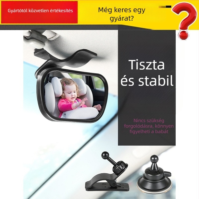 Li Dou autó belső babafigyelő tükör, akril tükrös, szívócsíkkal rögzíthető