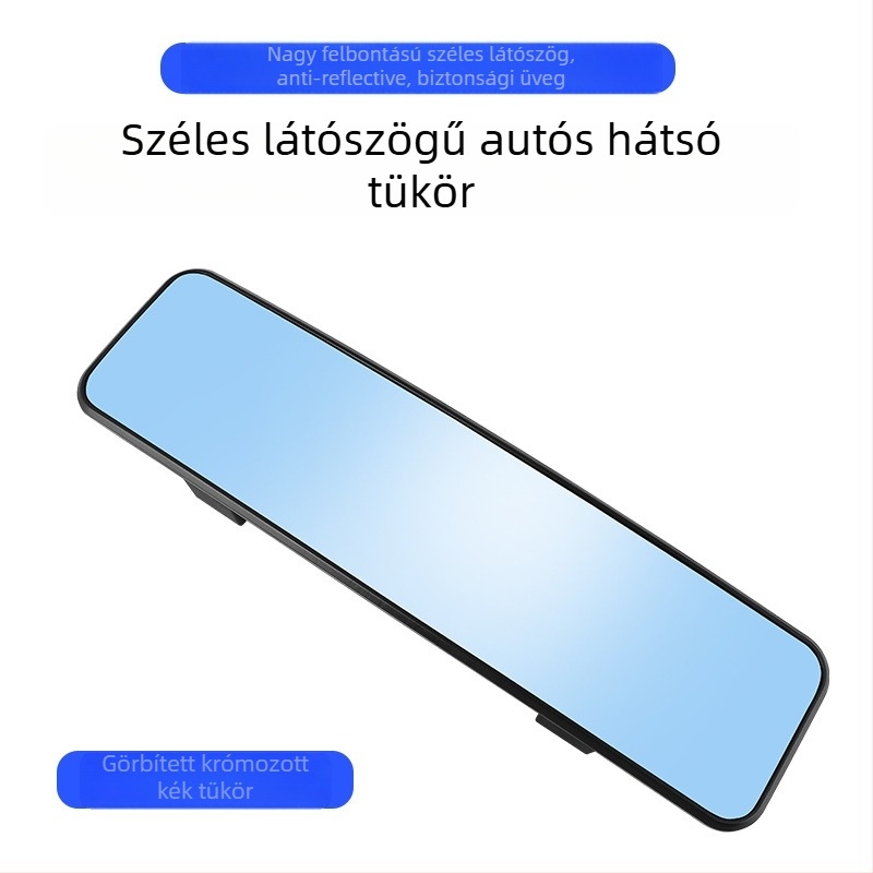 Autó belső visszapillantó tükre széles látómezővel, tükröződésgátló, görbült felület, HD