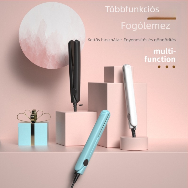 Kétfunkciós mini hajvasaló és göndörítő, kerámiás fűtőelem, átmérő <15 mm, vezetékes AC tápegység, 20W, 100–240V, nedves és száraz hajhoz, automatikus hőmérséklet-szabályozás
