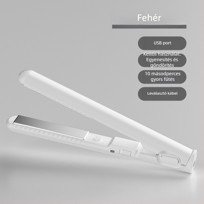 Kétfunkciós mini hajvasaló és göndörítő, kerámiás fűtőelem, átmérő <15 mm, vezetékes AC tápegység, 20W, 100–240V, nedves és száraz hajhoz, automatikus hőmérséklet-szabályozás