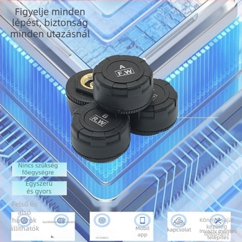 Külső TPMS nyomásellenőrző rendszer Bluetooth APP kijelzővel, TR03 modell, 700 nyomástartomány, nagy precizitás
