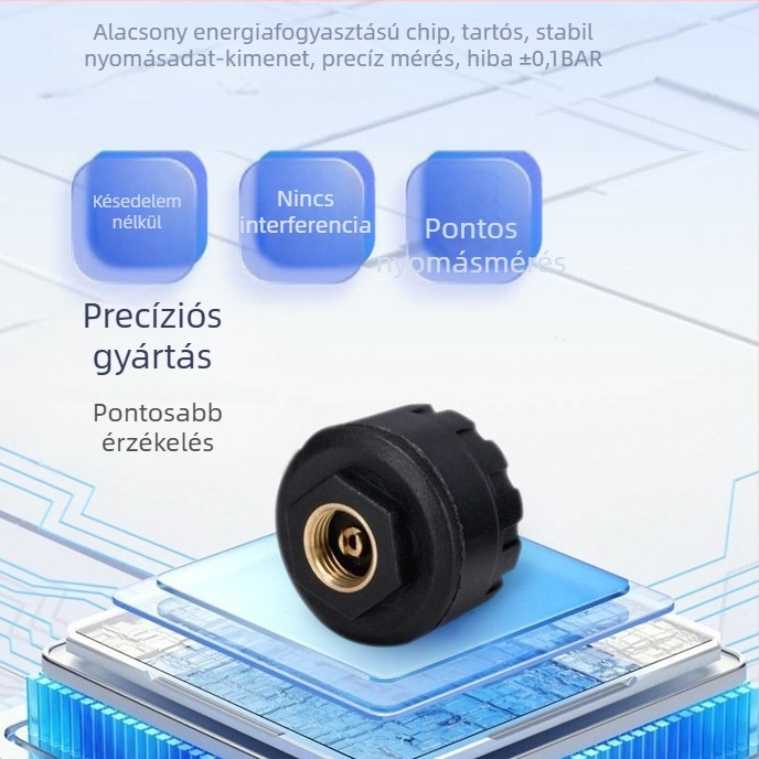 Külső TPMS nyomásellenőrző rendszer Bluetooth APP kijelzővel, TR03 modell, 700 nyomástartomány, nagy precizitás