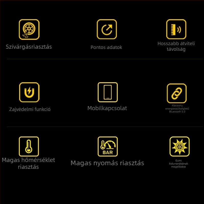 TPMS gumiabroncsnyomás-figyelő rendszer Bluetooth 5.0-val, digitális kijelző, modell V101B, kis- és középkategóriás autókhoz, nagy precizitás