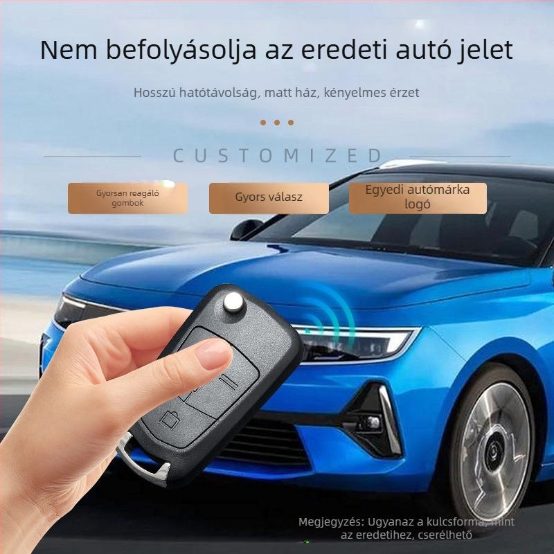 Opel összecsukható kulcstok a távirányítóhoz, OB modell, 2- vagy 3-gombos, fém kulcshéj, APS külső, 42 g