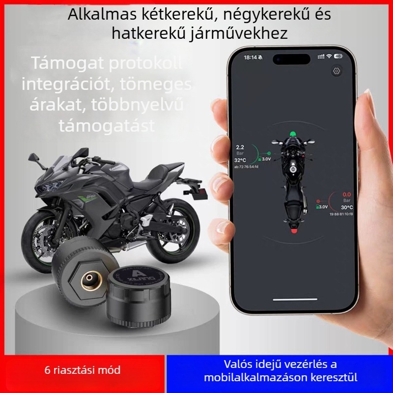 Bluetooth-képes TPMS nyomásfigyelő modul, valós idejű nyomás- és hőmérséklet-figyelés mobilalkalmazáson keresztül, 0-230 psi tartomány, kiváló pontosság