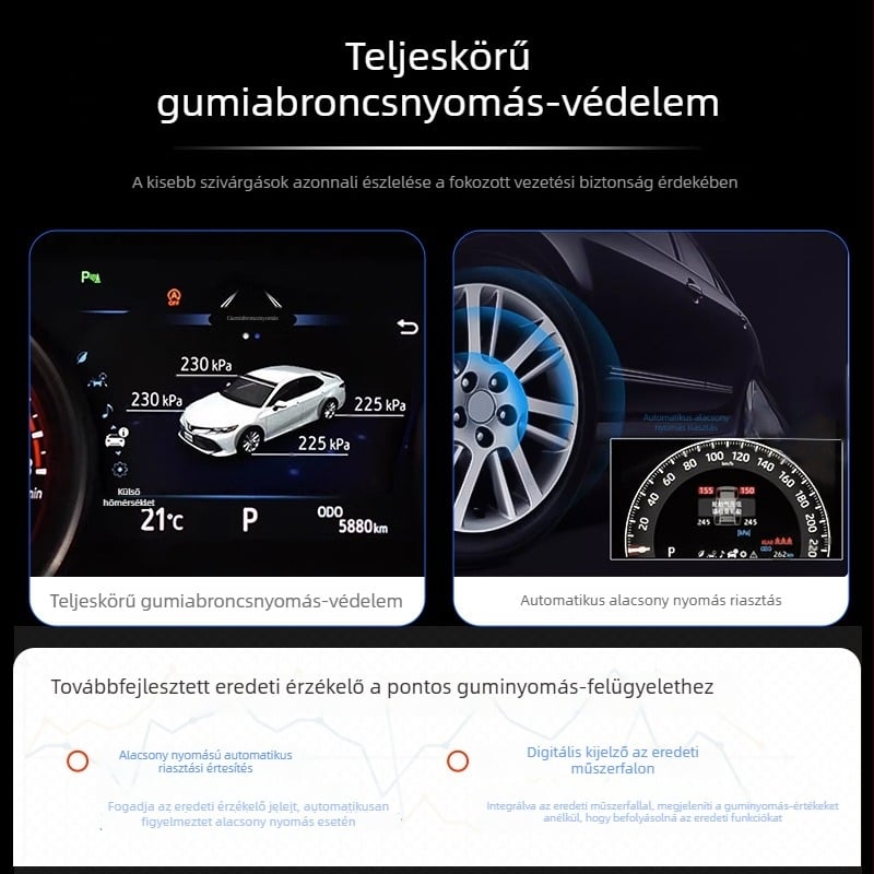 TPMS kijelző Toyota RAV4, Harrier, Levin, Corolla és Camry modellekhez