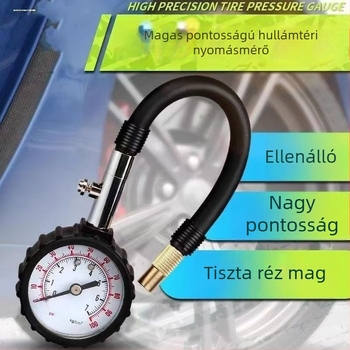Hosszú csővel ellátott guminyomás-mérő digitális kijelzővel, 0-100 psi tartomány, iránytűvel és leeresztési funkcióval