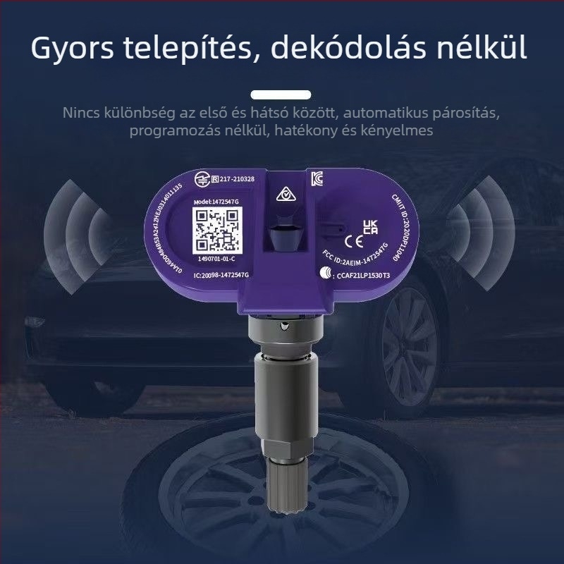 Tesla Model 3/Y/X Bluetooth TPMS szenzor - T50, digitális kijelző, 0-5,8 bar tartomány, nagy pontosságú