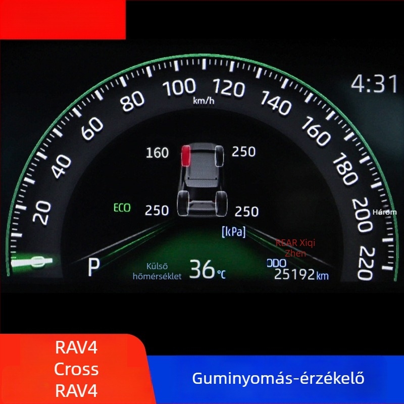 RAV4 TPMS rendszer – eredeti jármű-kijelzővel, digitális kijelző, 24 modell kompatibilitás, RV módosítás