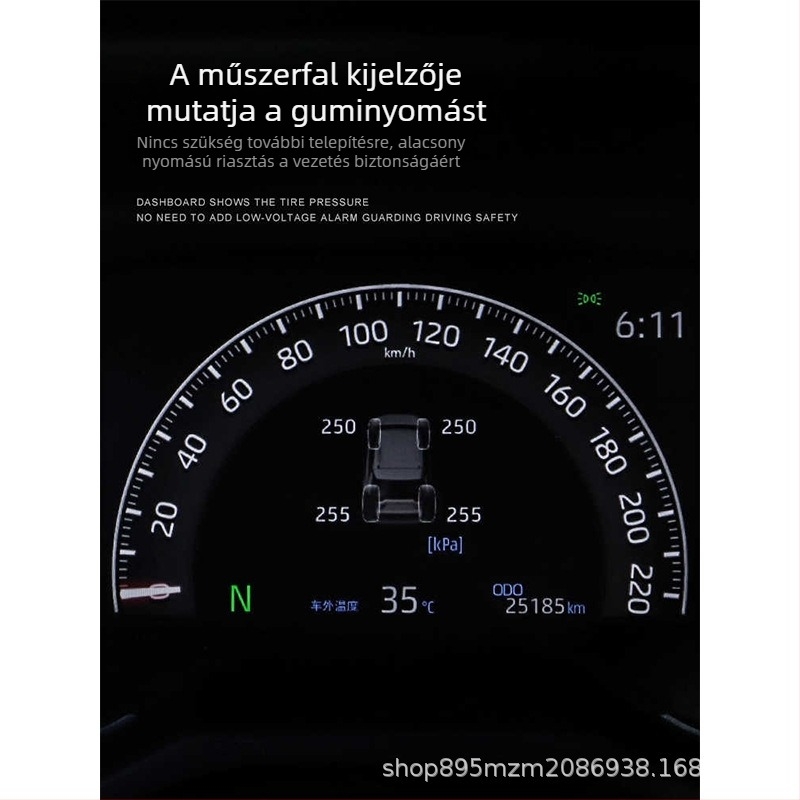 RAV4 TPMS rendszer – eredeti jármű-kijelzővel, digitális kijelző, 24 modell kompatibilitás, RV módosítás