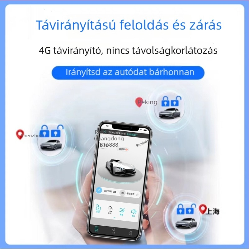 Universális Bluetooth autókulcs, intelligens digitális kulcs, GPS helymeghatározás és mobiltelefonos vezérlés (DK05AS)