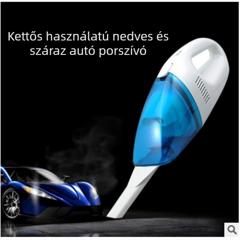 Autóban használható porszívó, 12V-os cigarettagyújtó csatlakozóról, 60W, szívóerő 1900 Pa, nedves és száraz használat, 200 cm hosszú kábel