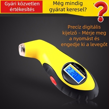 Magas pontosságú digitális abroncsnyomás-mérő LCD-kijelzővel, hordozható autóipari gumiabroncs-nyomásfigyelő