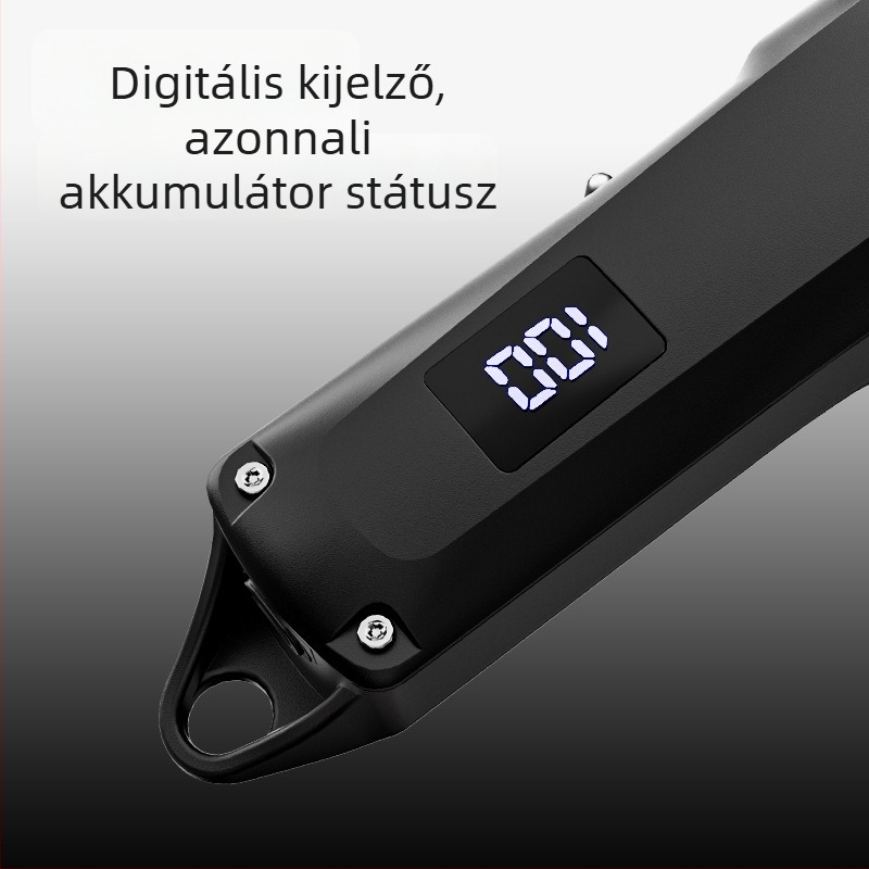 Akkumulátoros hajvágó, rozsdamentes acél pengékkel, beépített 1200–2000 mAh akkumulátor, üzemidő 1–3 óra