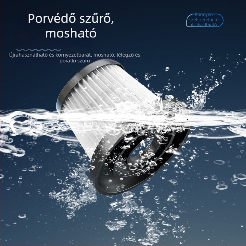 Autó kézi porszívó, 120W, USB töltés, erős szívás 15-20 kPa, száraz/szőnyegekhez
