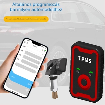 Cyboton Univerzális keréknyomás-figyelő rendszer programozható érzékelőkkel, Bluetooth és OBD kettős sávval, digitális kijelző, 0–8 bar tartomány, modell 65-L