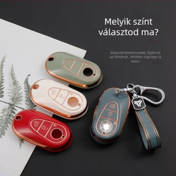 Mercedes-Benz kulcstartó S450 sorozathoz — TPU puha gumi, arany él, tömeg 36 g