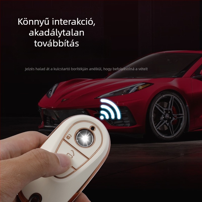 Mercedes-Benz kulcstartó S450 sorozathoz — TPU puha gumi, arany él, tömeg 36 g