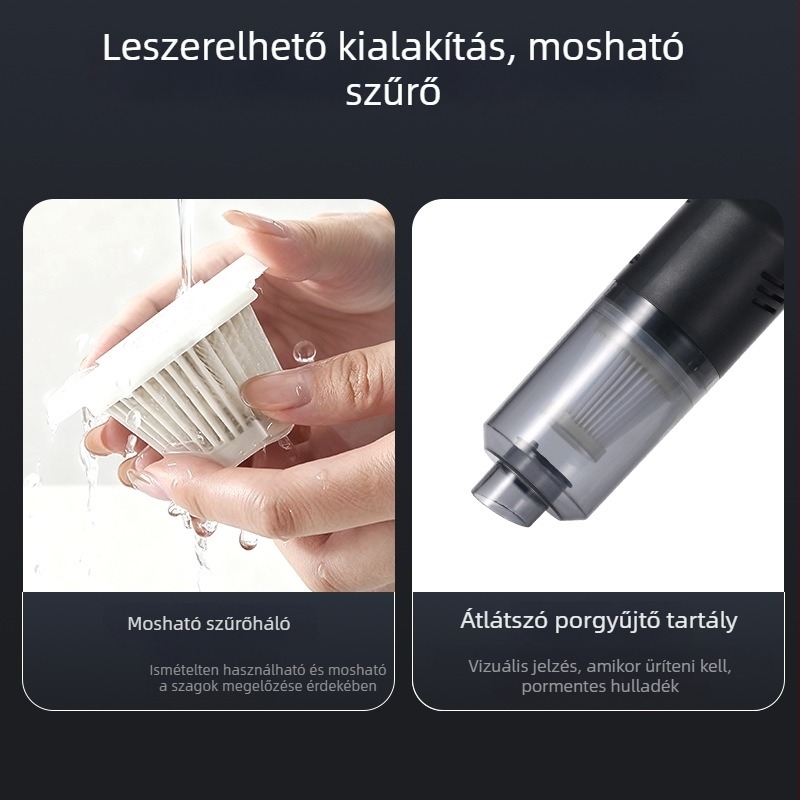 Vezeték nélküli autó porszívó | hordozható, 7.4V, 48W, szívóerő 4500, újratölthető, világítás