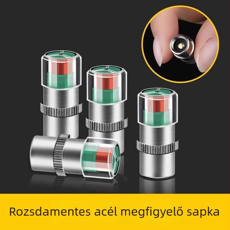 Gumiabroncsnyomás-mérő — univerzális, nagy pontosságú detektor, anyagok: rozsdamentes acél, rézmag, műanyag mag