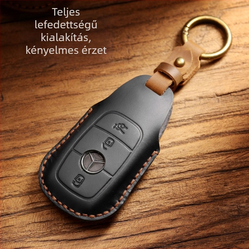 Mercedes-Benz E300L/C260L kulcsfedél Navigator, marhabőrből készült autókulcs-tok, testreszabás elérhető, licencelhető privát címke
