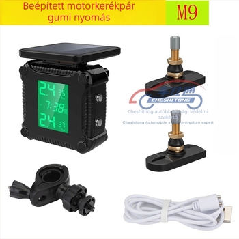 Motorkerékpár TPMS beépített szenzorral, modell M5, digitális kijelző, 0-6.5 bar nyomástartomány, nyomásfigyelő rendszer