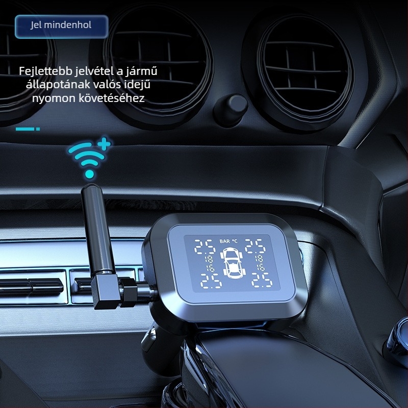 Rhonda S886 TPMS rendszer — Négykerekes abroncsnyomás-figyelő, beépített digitális kijelző, magas pontosság 0–6 bar