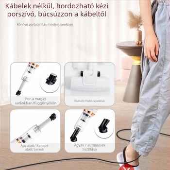 Vezeték nélküli porszívó otthonra és autóba — magas szívóerő >25 kPa, teljesítmény 8000 AW, beépített akkumulátor 1601–2000 mAh, feszültség ≤36V, üzemidő 0–1 óra, csendes működés
