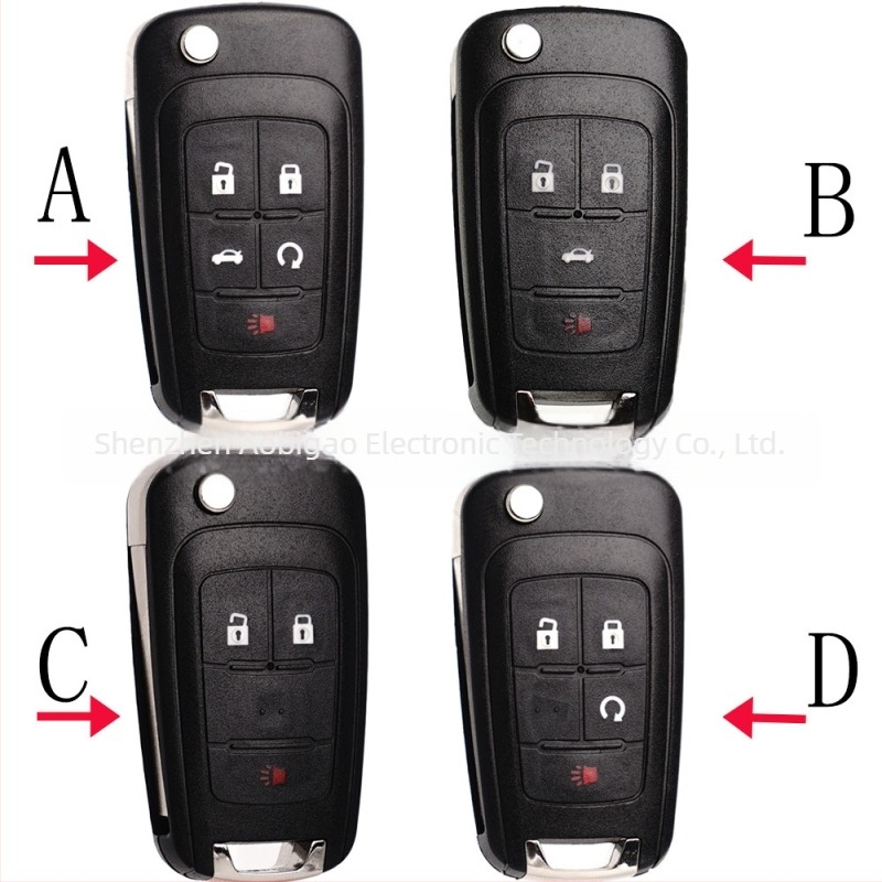 Chevrolet/Buick távkulcs 3/4/5 gombos konfigurációkkal, borítás ABC PCB, kompatibil Camaro, Cruze, GMC Terrain és Buick LaCrosse modellekkel