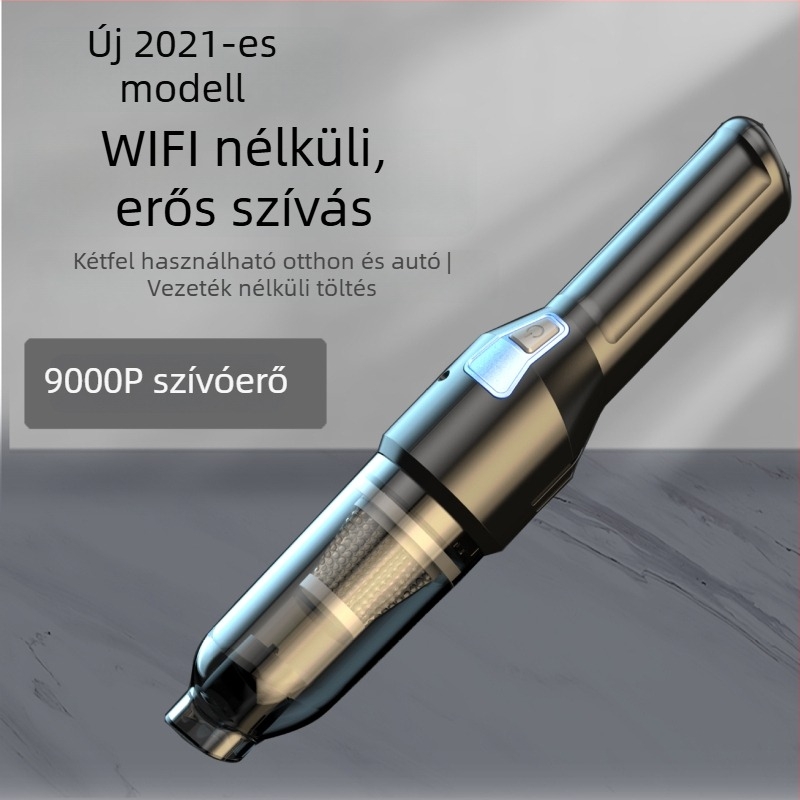 Autóban használható mini vezeték nélküli porszívó nedves és száraz tisztításra, 12V, 120W, újratölthető